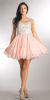 Embellished Lace Bodice Short Babydoll Homecoming Dress in Blush